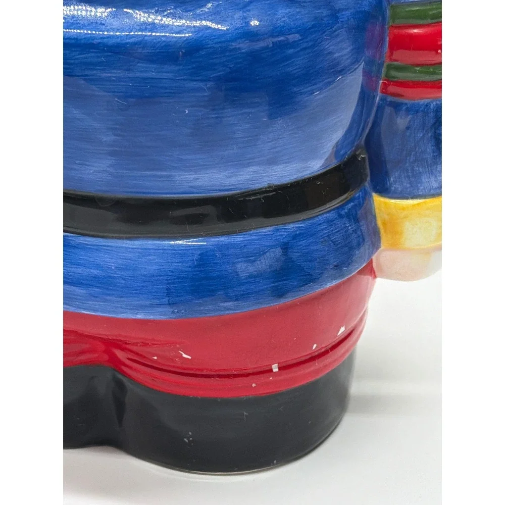 Block Ceramic Nutcracker Cookie Jar Christmas Holiday‎ Soldier Blue Red 11 Inch